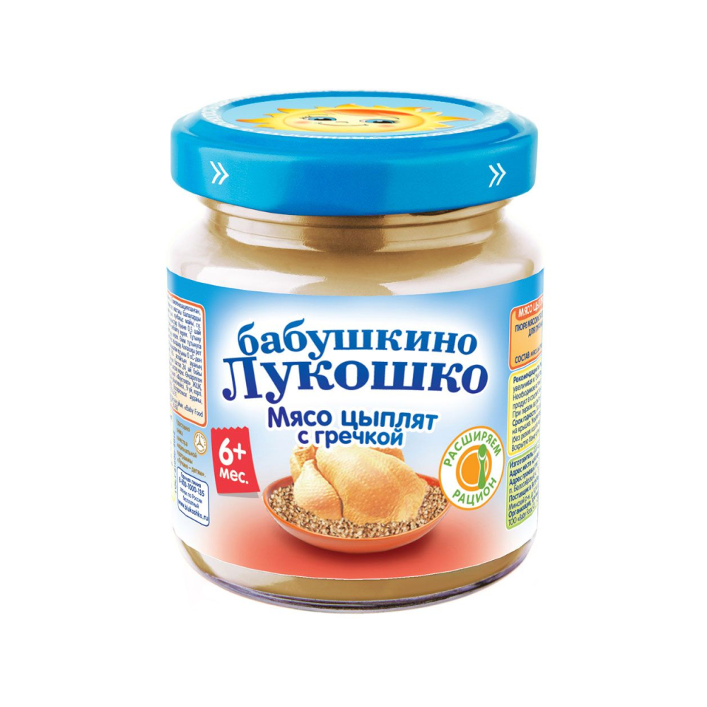 Пюре Бабушкино лукошко Курица ряба цыпл/греча с 6мес ст/б 100г