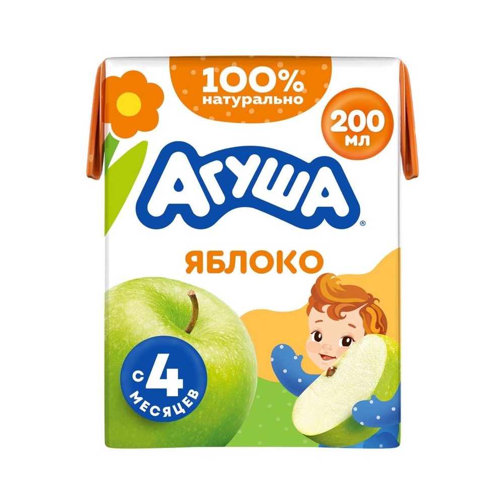 Сок Агуша Яблоко с 4мес 0,2л