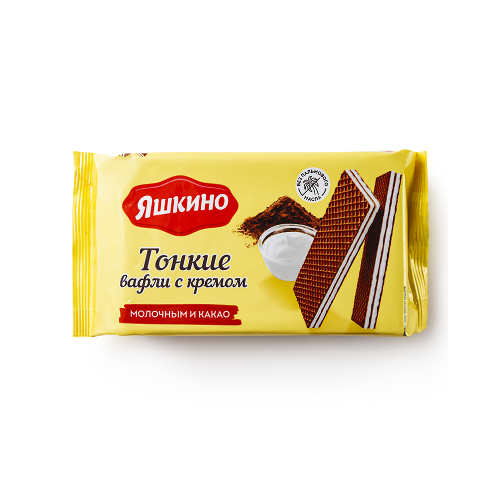 Вафельные тонкие с какао и молочным кремом 144г Яшкино