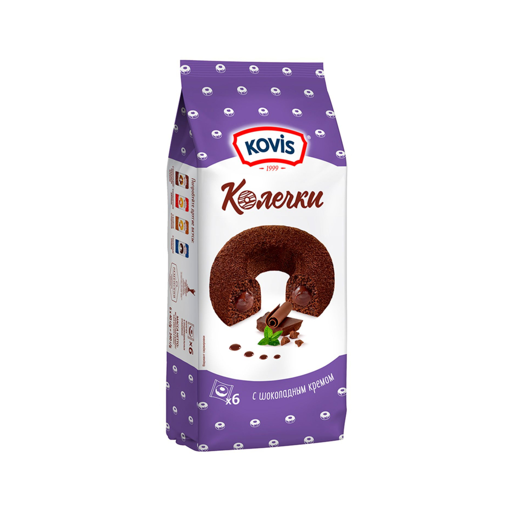 Колечки Ковис с шоколадным кремом 240г