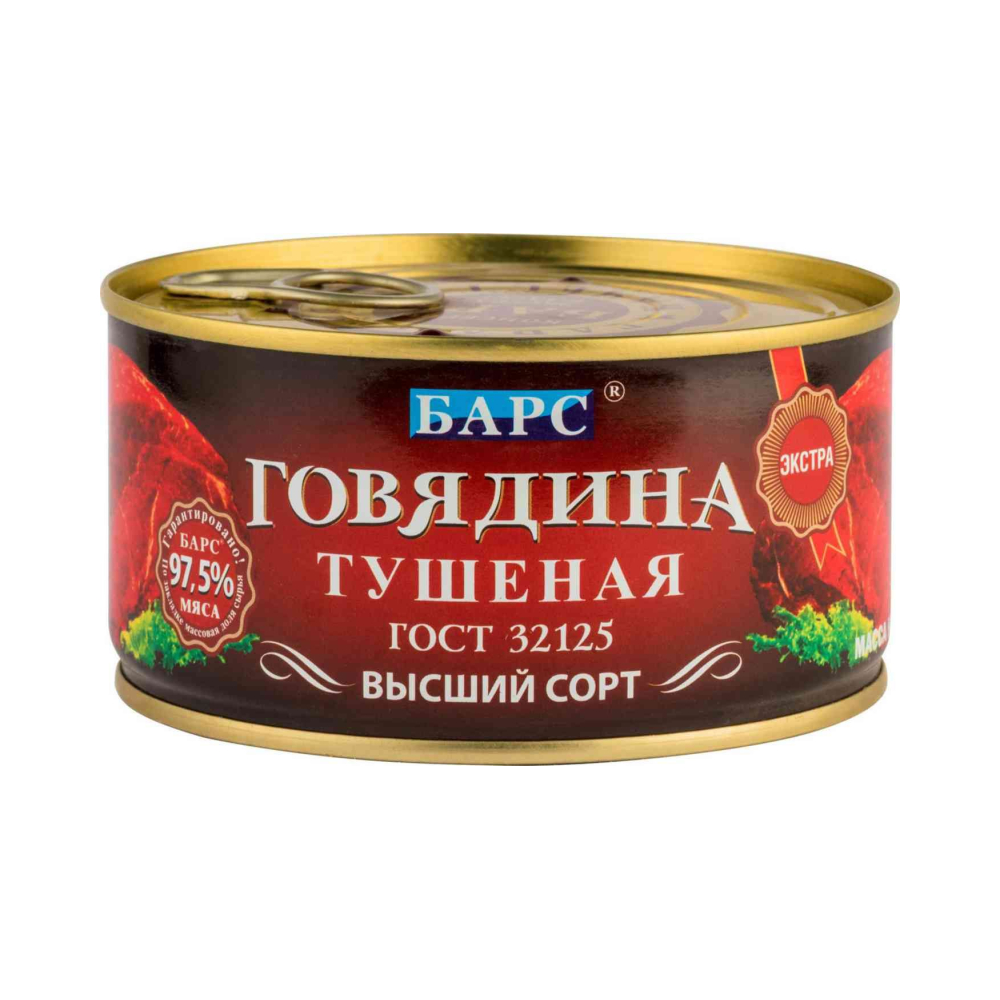 Говядина тушеная экстра в/с Барс с ключом 325г