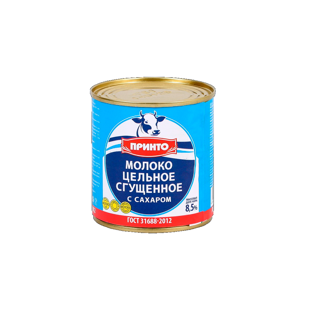 БЗМЖ Молоко цельное сгущенное с сахаром м.д.ж.8,5% 380г Принто