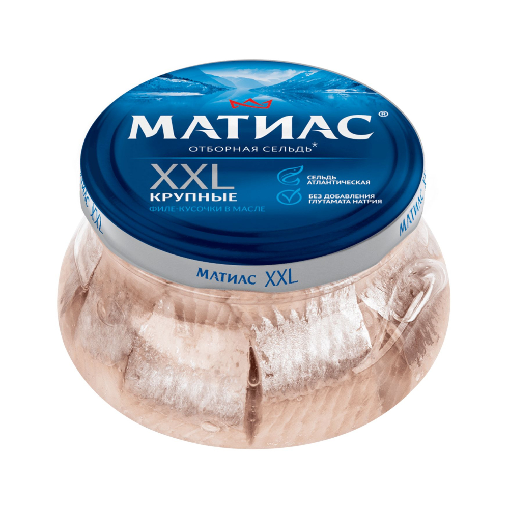 Сельдь филе XXL отборный в масле 260г Матиас