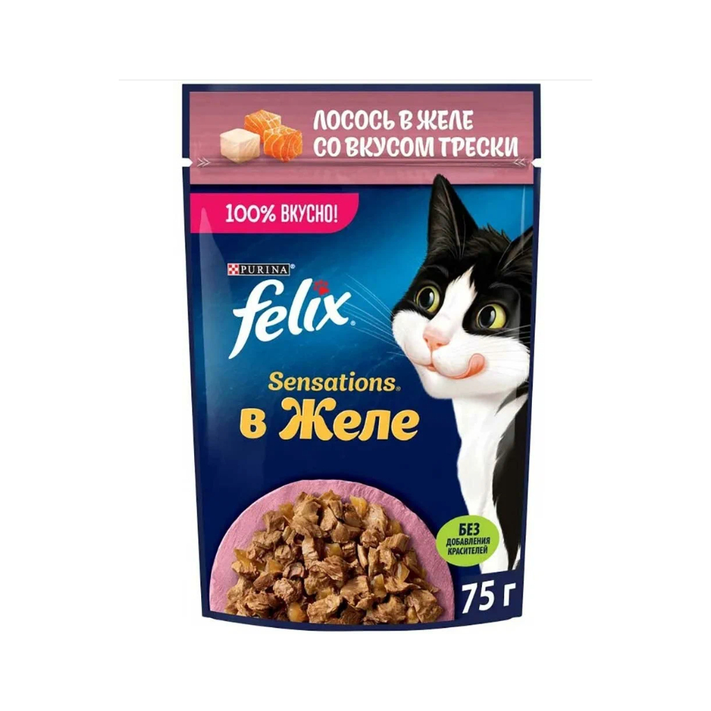 Феликс Лосось в желе со вкусом трески 75г