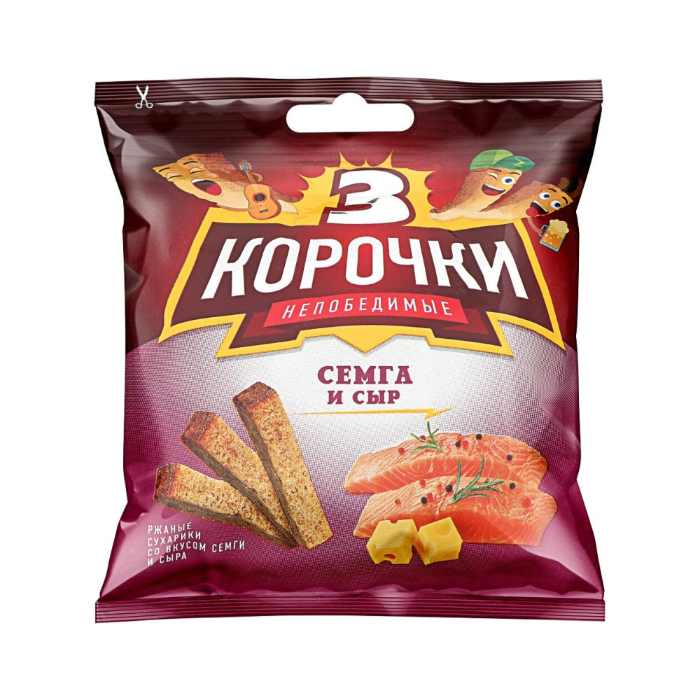 Сухарики ржаные Три корочки Сыр/Семга 40г