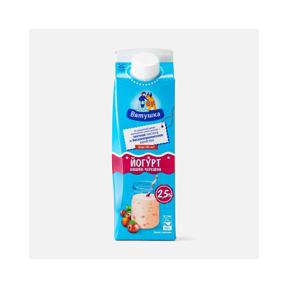 БЗМЖ Йогурт Вятушка Вишня/Черешня ж.2,5% 500г