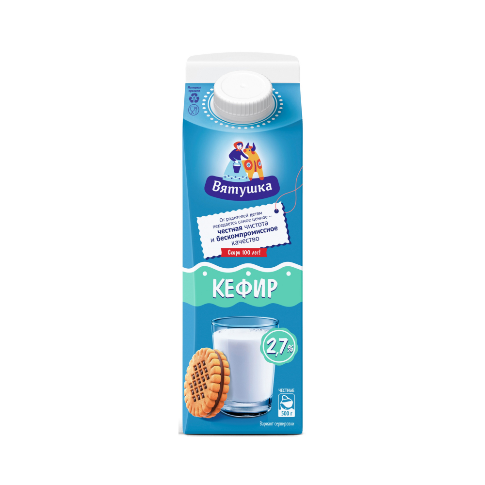 БЗМЖ Кефир Вятушка ж.2,7% 500г т/р