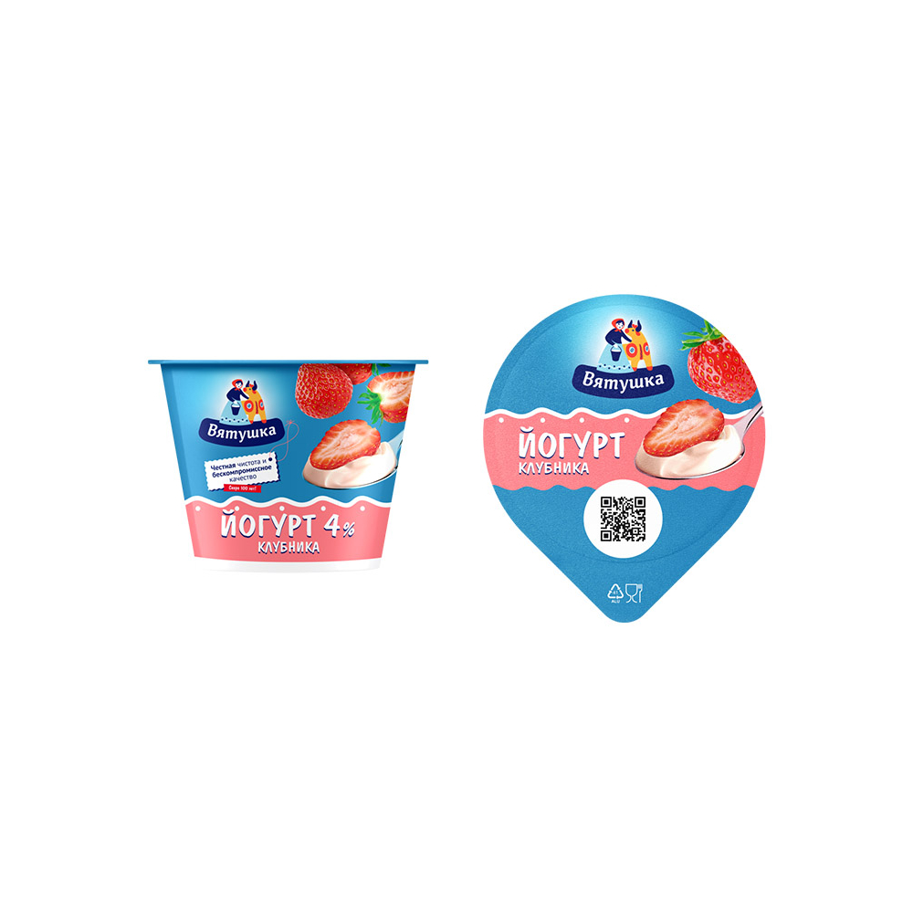 БЗМЖ Йогурт Вятушка Клубника ж.4% 125г