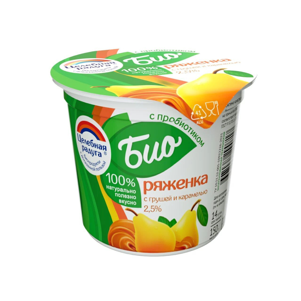 БЗМЖ Био Ряженка Груша с карамелью стакан ж.2,5% 150г