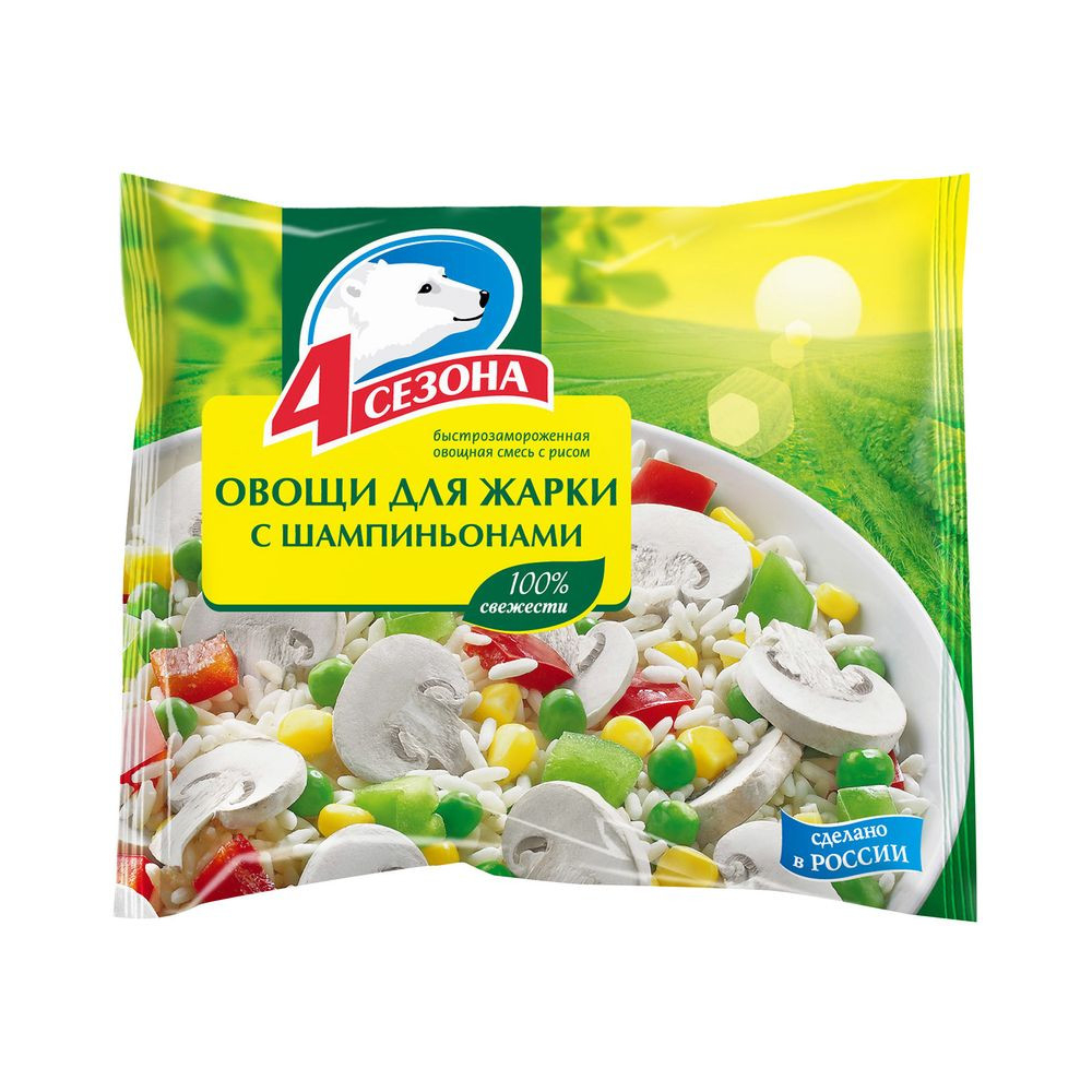 Овощи для жарки с шампиньонами 400г 4 сезона