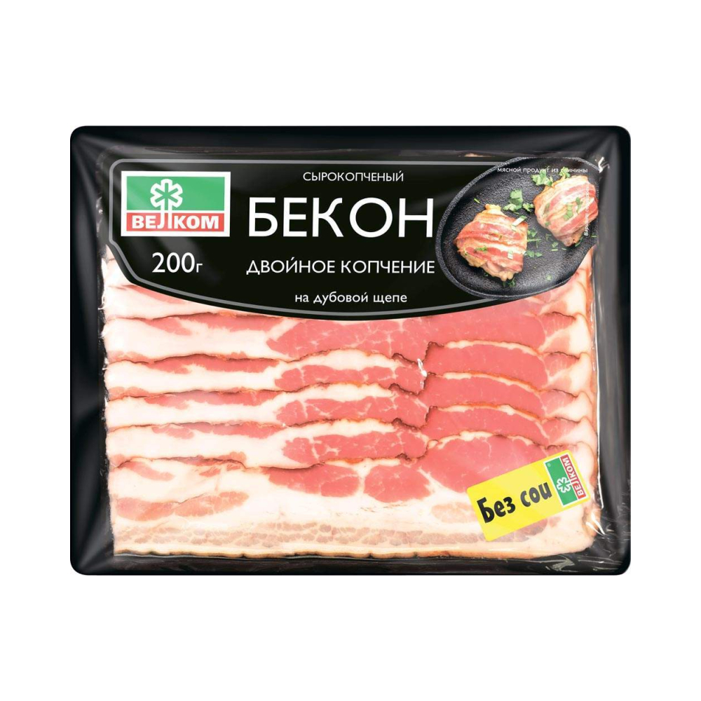Бекон Двойное копчение с/к 200г
