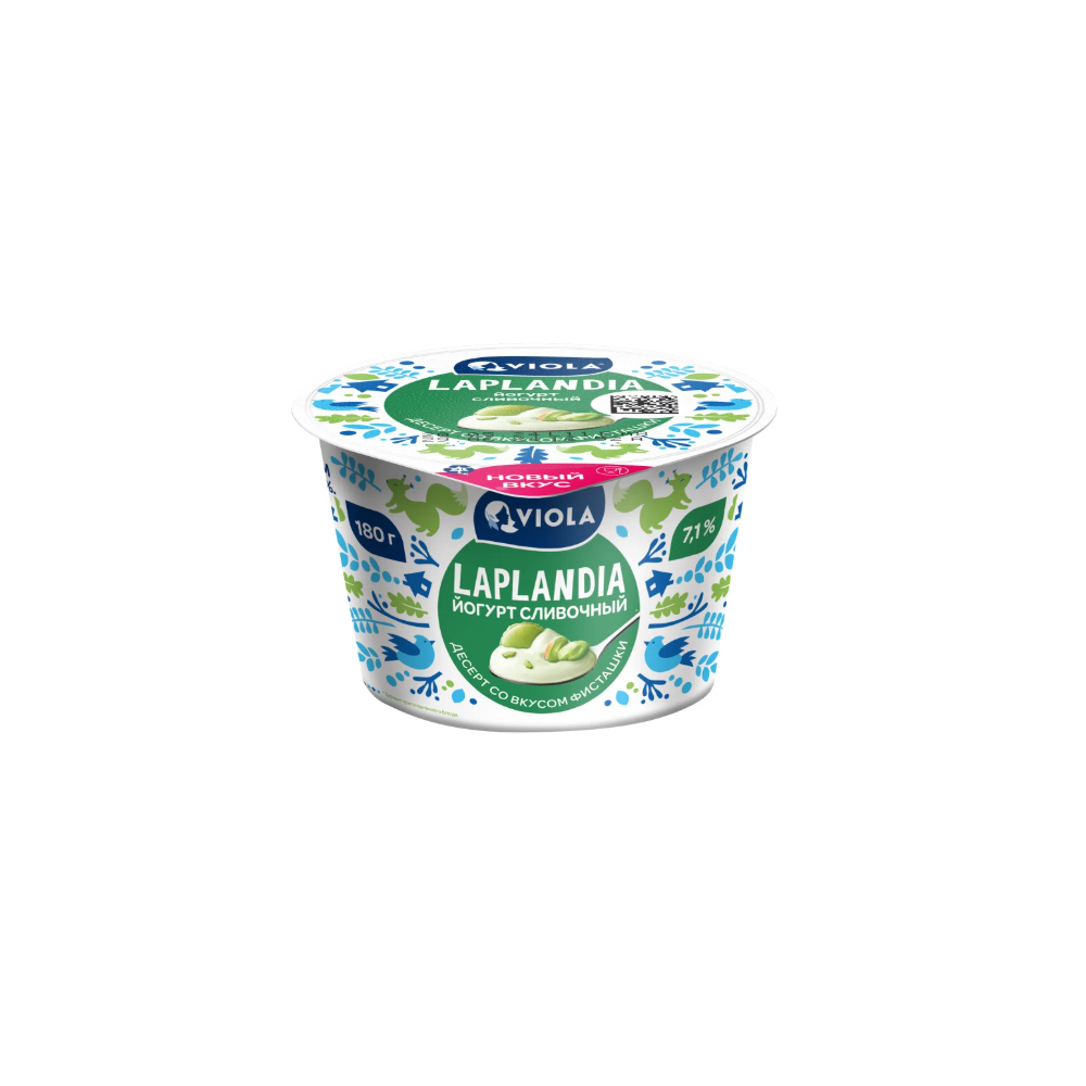 БЗМЖ Йогурт Сливочный Виола Лапландия со вкусом Фисташки мдж.7,1% 180г