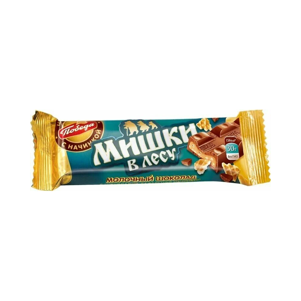 Шоколад молочный Мишки в лесу с шок.-ваф. начинкой 30г Победа [АКЦИЯ]