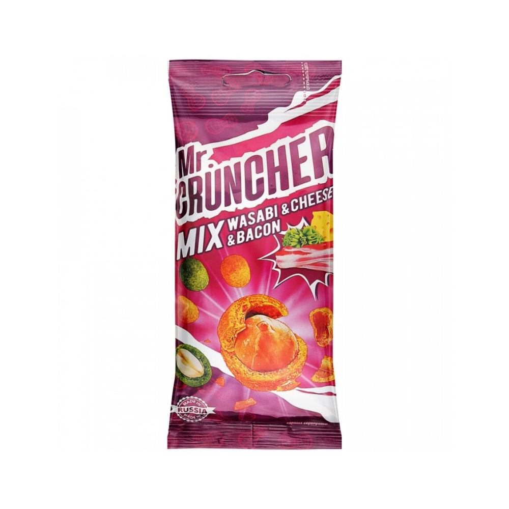 Арахис в корочке Mr.Cruncher  МИКС:  васаби/сыр/бекон 60г Макфа [АКЦИЯ]