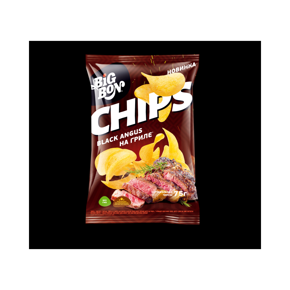 Чипсы БигБон Черный ангус на гриле 75г